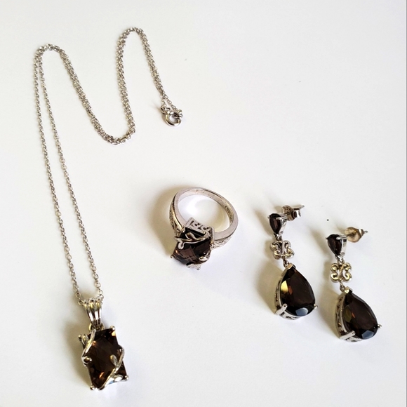 Sterling Silver 925 Onyx Quartz Dangle Earrings - Picture 7 of 7